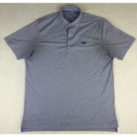 Johnnie-O Men's Performance Polo Shirt XXL Blue White Striped Short Sleeve - Picture 2 of 13